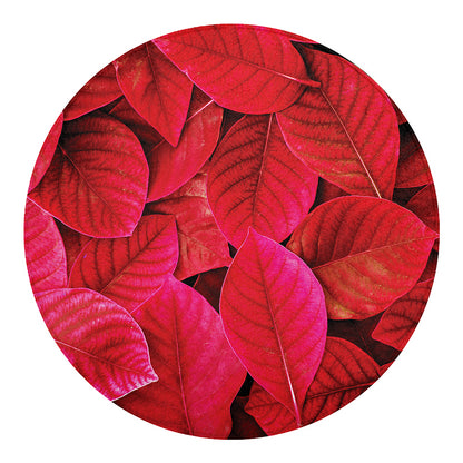Red Leaf Print Round Blanket