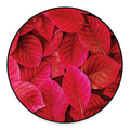 Red Leaf Print Round Floor Mat