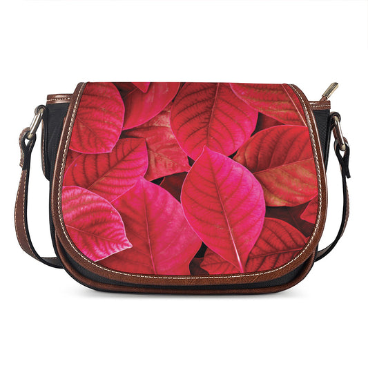 Red Leaf Print Saddle Bag