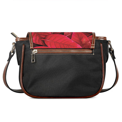 Red Leaf Print Saddle Bag
