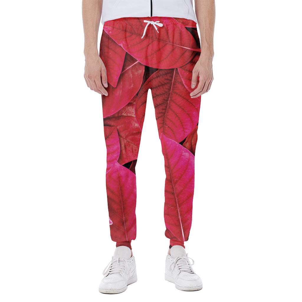 Red Leaf Print Scuba Joggers
