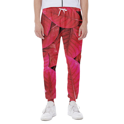 Red Leaf Print Scuba Joggers