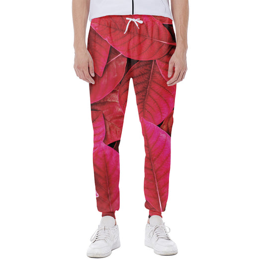 Red Leaf Print Scuba Joggers