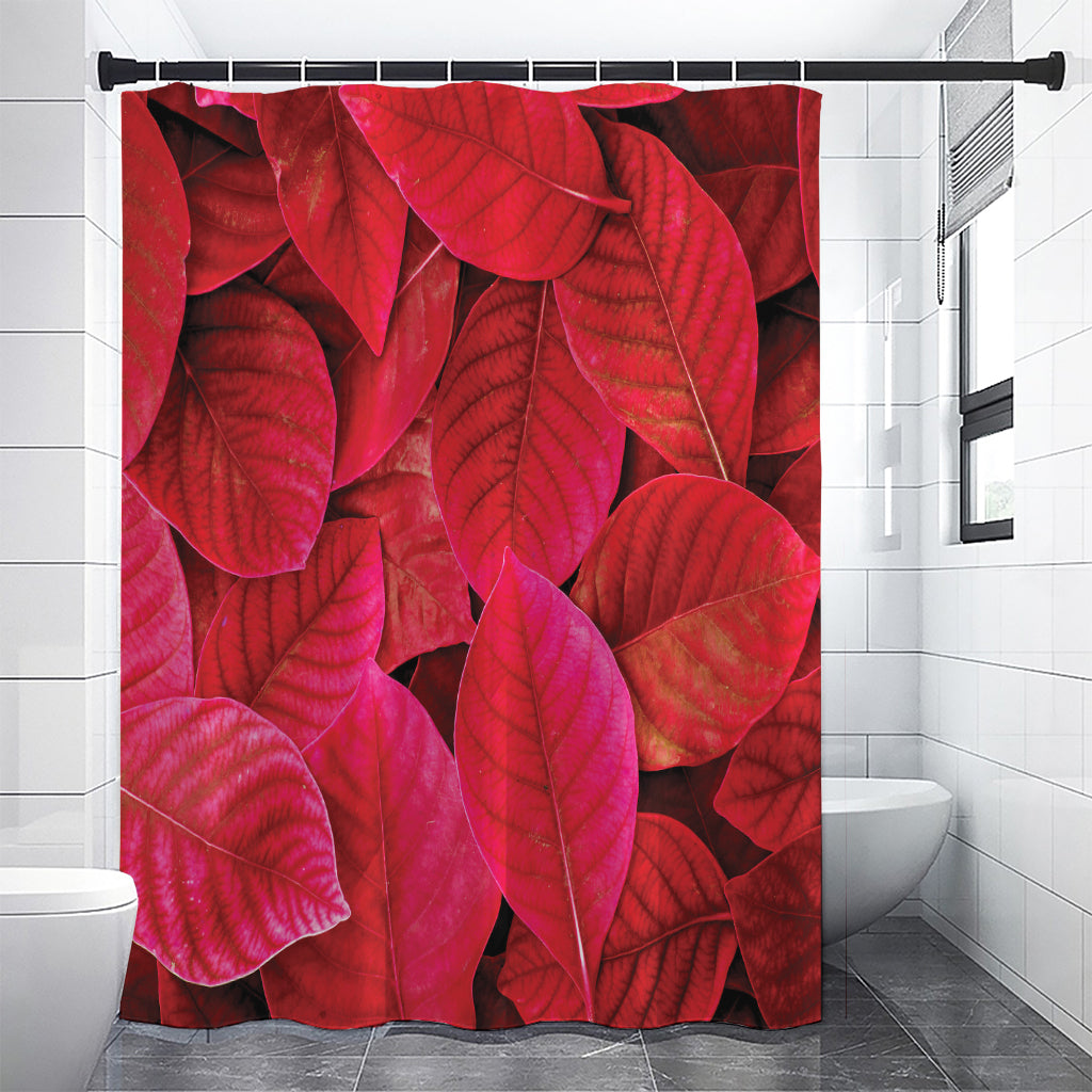 Red Leaf Print Shower Curtain