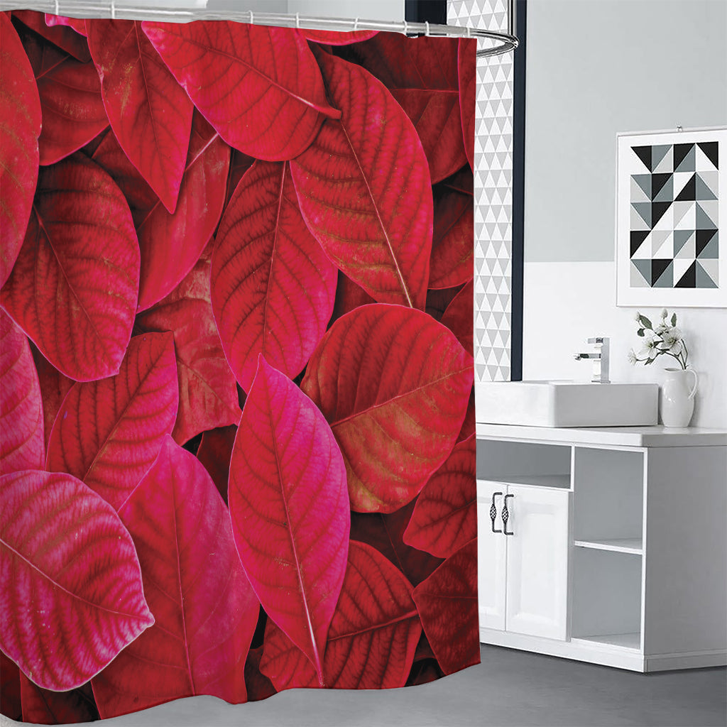 Red Leaf Print Shower Curtain
