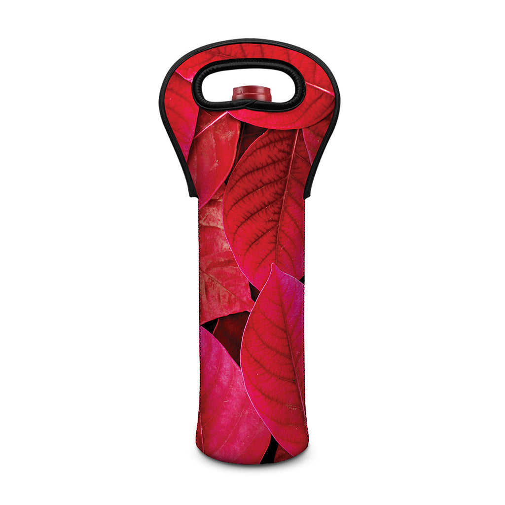 Red Leaf Print Single Neoprene Wine Tote