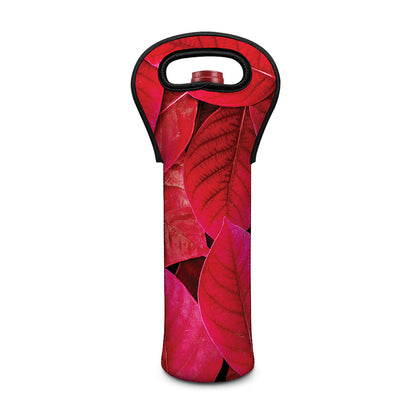 Red Leaf Print Single Neoprene Wine Tote
