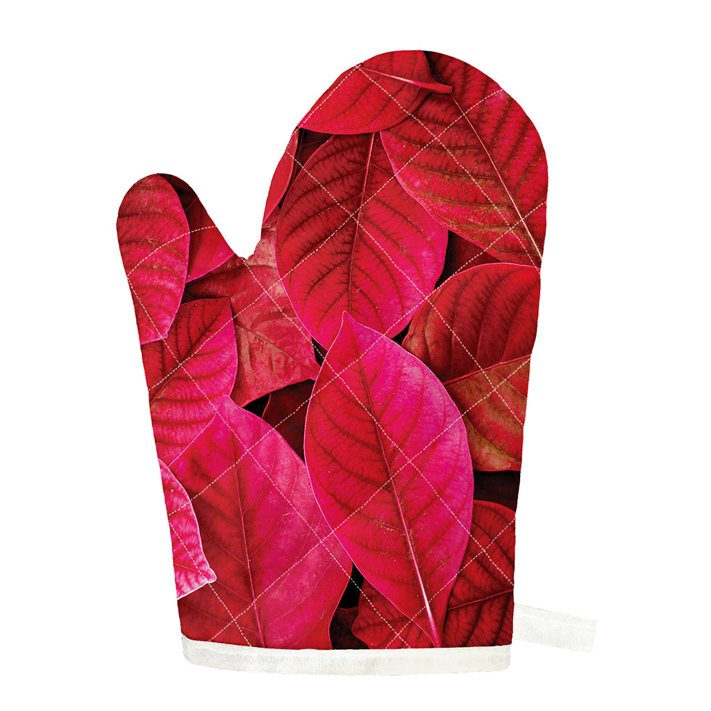 Red Leaf Print Single Oven Mitt