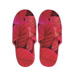 Red Leaf Print Slippers