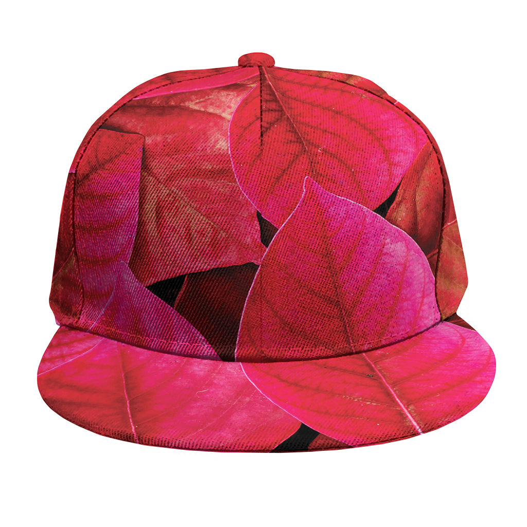 Red Leaf Print Snapback Cap