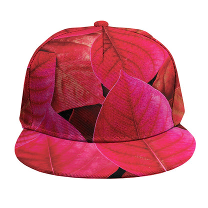 Red Leaf Print Snapback Cap