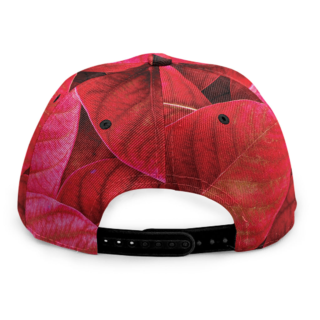 Red Leaf Print Snapback Cap