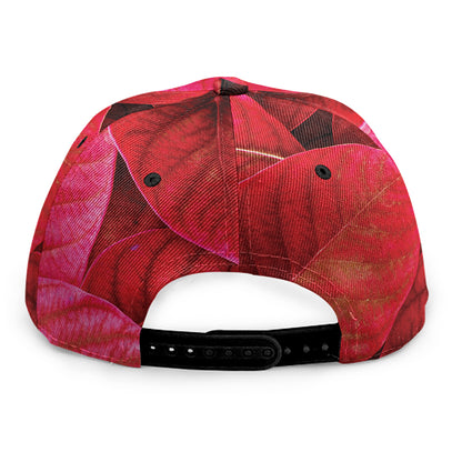 Red Leaf Print Snapback Cap