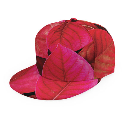 Red Leaf Print Snapback Cap