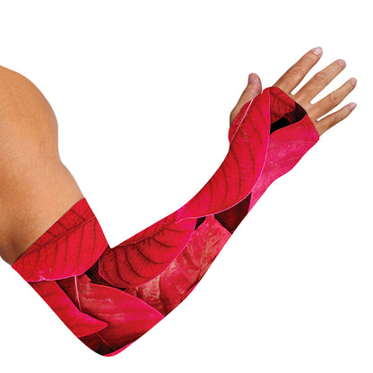 Red Leaf Print Sun Protection Arm Sleeves