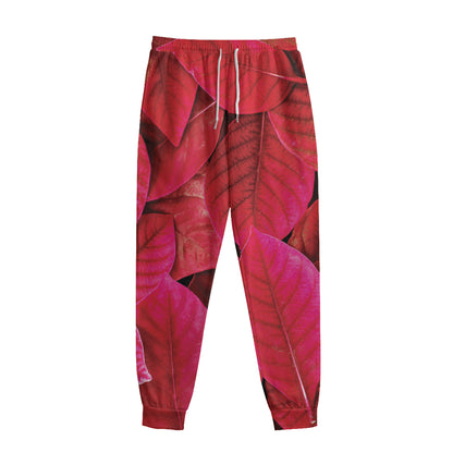 Red Leaf Print Sweatpants