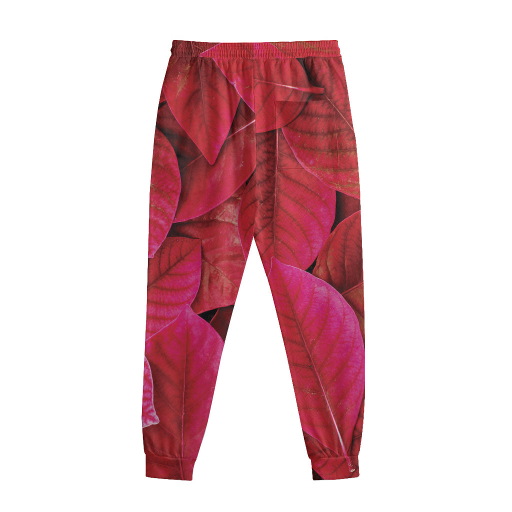 Red Leaf Print Sweatpants