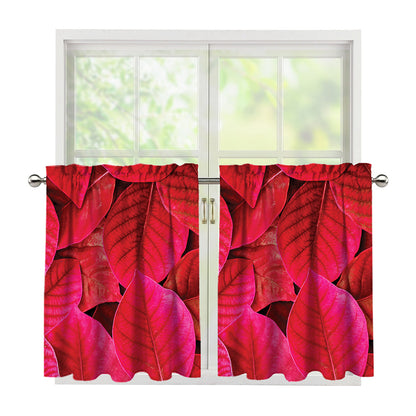 Red Leaf Print Tier Curtains
