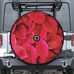 Red Leaf Print Tire Cover With Camera Hole