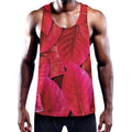 Red Leaf Print Men's Workout Tank Top