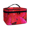 Red Leaf Print Travel Makeup Bag