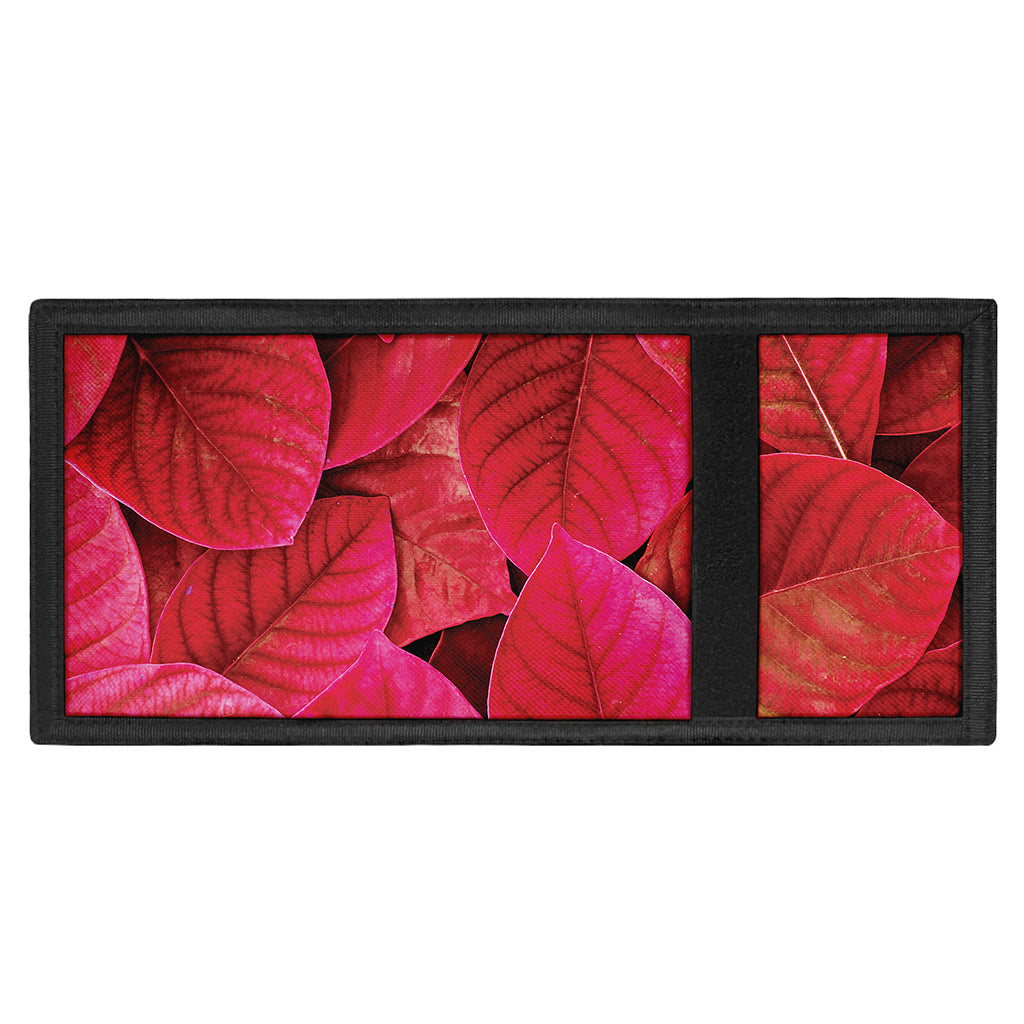 Red Leaf Print Trifold Wallet