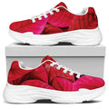 Red Leaf Print White Chunky Shoes
