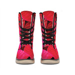 Red Leaf Print Winter Boots
