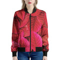 Red Leaf Print Women's Bomber Jacket