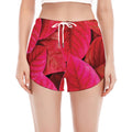 Red Leaf Print Women's Split Running Shorts