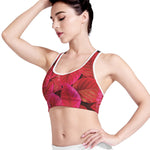 Red Leaf Print Women's Sports Bra
