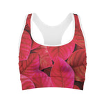 Red Leaf Print Women's Sports Bra