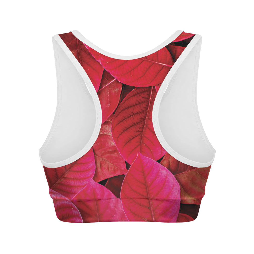 Red Leaf Print Women's Sports Bra