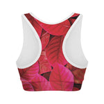 Red Leaf Print Women's Sports Bra