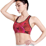 Red Leaf Print Women's Sports Bra