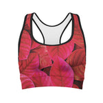 Red Leaf Print Women's Sports Bra