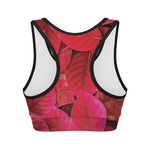 Red Leaf Print Women's Sports Bra