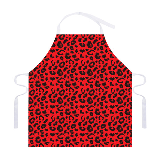 Red Leopard Print Adjustable Apron
