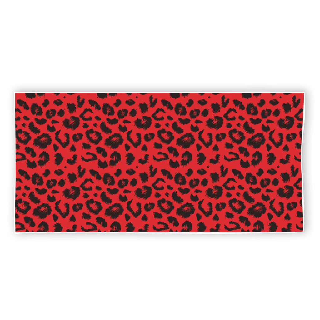 Red Leopard Print Beach Towel