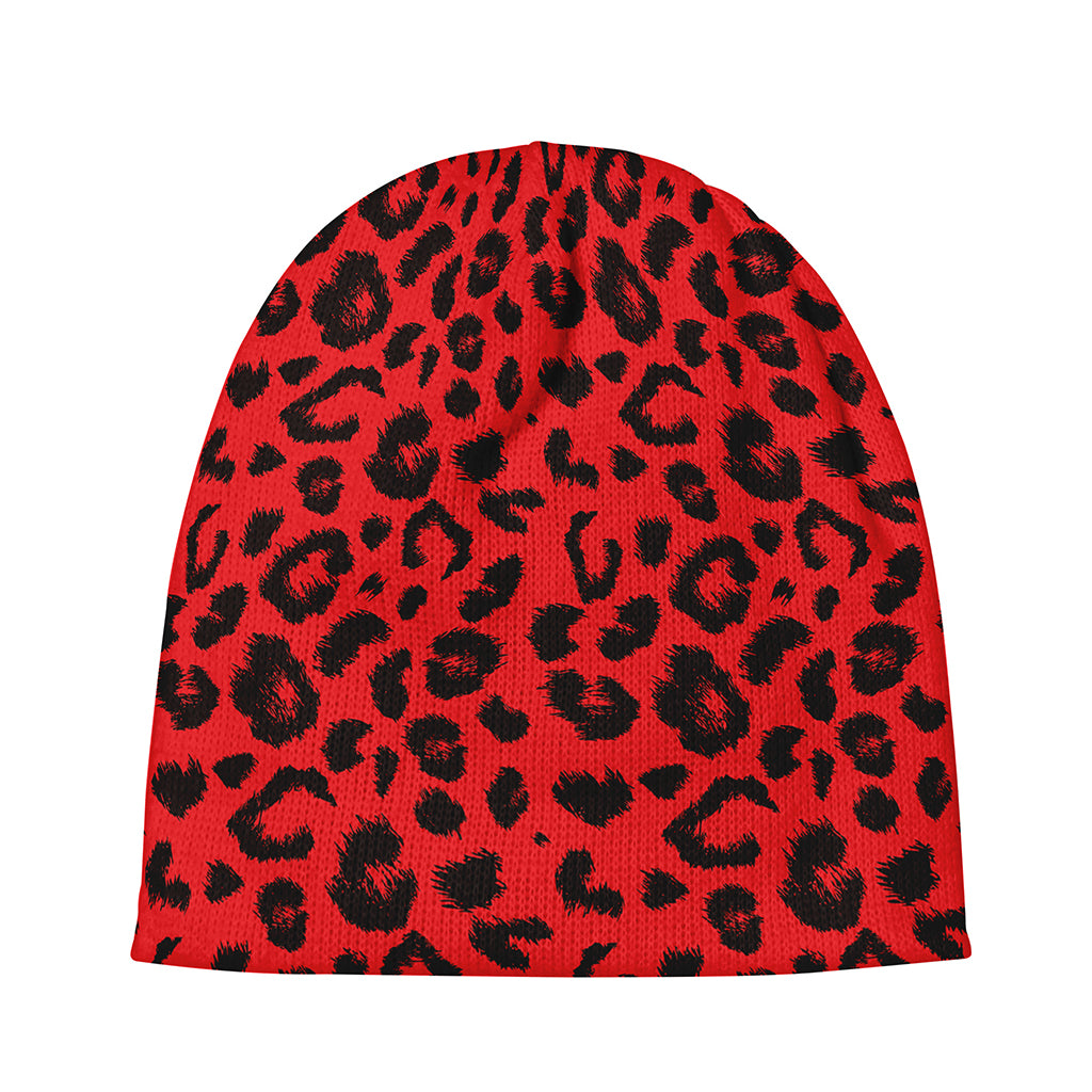 Red Leopard Print Beanie