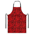 Red Leopard Print Bib Apron With Pocket