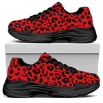 Red Leopard Print Black Chunky Shoes