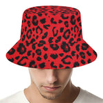 Red Leopard Print Bucket Hat