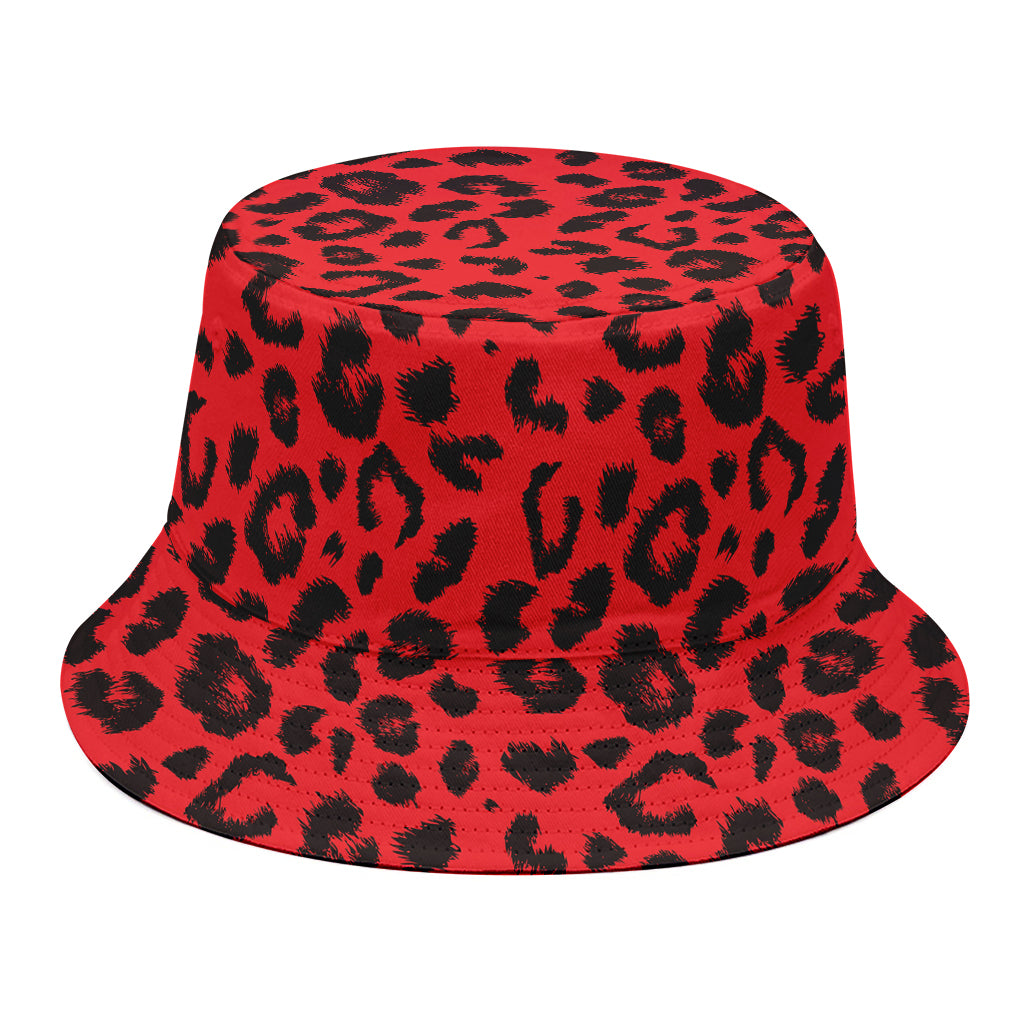 Red Leopard Print Bucket Hat