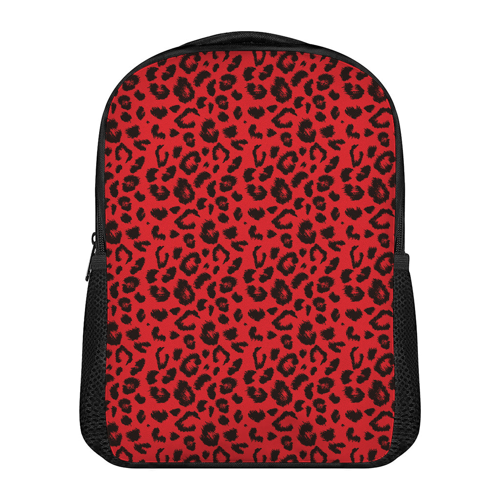 Red Leopard Print Casual Backpack