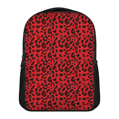 Red Leopard Print Casual Backpack