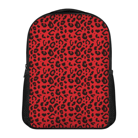 Red Leopard Print Casual Backpack
