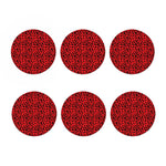Red Leopard Print Coaster Set
