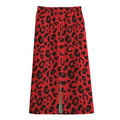 Red Leopard Print Cotton Front Slit Maxi Skirt
