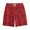 Red Leopard Print Cotton Shorts